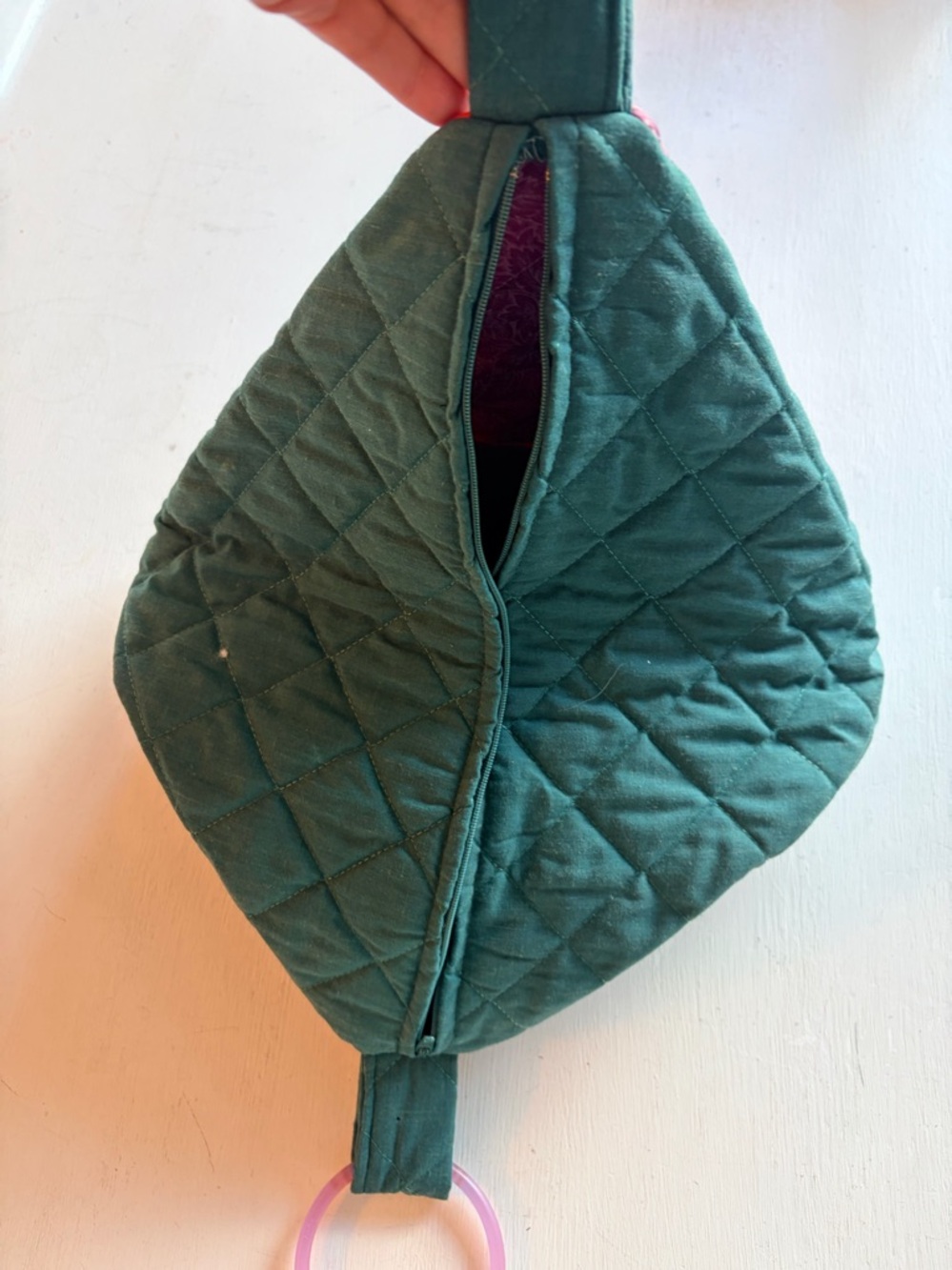 HANDMADE Quilted Patchwork Trapezoide-Shaped Handbag - Picture 5 of 7